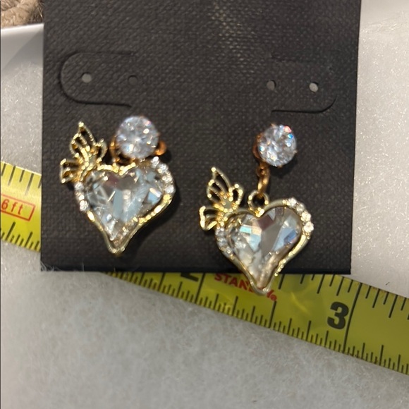 Stanley Gold and Silver Heart Earrings with Crystal Accents - Picture 12 of 12